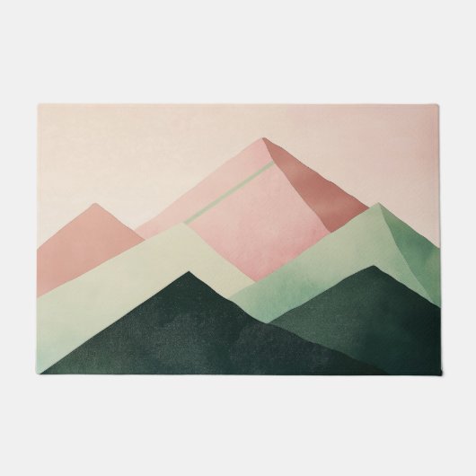 Pastel Ridge – Geometric Mountain Landscape #1 ドアマット (正面)