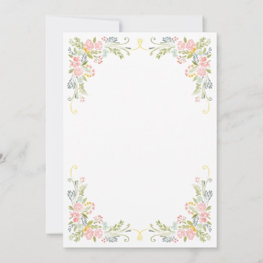 Pastel Rococo Garden Ornate Floral Wedding 招待状 (裏面)