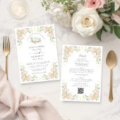 Pastel Rococo Garden Ornate Floral Wedding QR 招待状