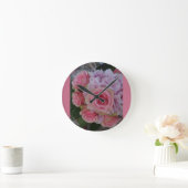 Pastel Rose and Hydrangea Flowers Wall Clock ラウンド壁時計 (ホーム)