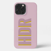 Pastel Rose pink Shadow Monogram with name stylish iPhoneケース (裏面)