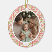 Pastel Round Ceramic Photo Christmas Ornament  セラミックオーナメント (左)