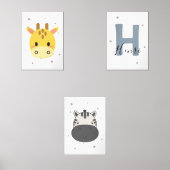 Pastel Safari Nursery Wall Art Set Giraffe Zebra (正面)