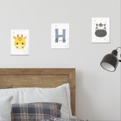 Pastel Safari Nursery Wall Art Set Giraffe Zebra (寝室)