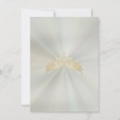 Pastel Sage - Floral & Gold Tiara Quinceanera サンキューカード (裏面)