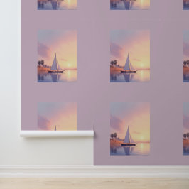 Pastel Sailboat at sunset 壁紙