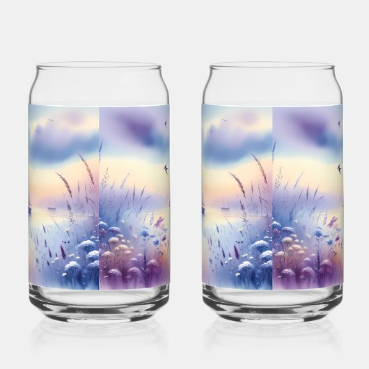 Pastel Sailboat Coastal Dreamscape ガラス缶 (右)