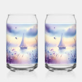 Pastel Sailboat Coastal Dreamscape ガラス缶 (裏面)