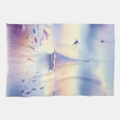 Pastel Sailboat Coastal Dreamscape キッチンタオル (横)