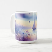 Pastel Sailboat Coastal Dreamscape コーヒーマグカップ (正面左)
