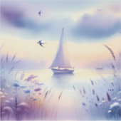 Pastel Sailboat Coastal Dreamscape シール (正面)