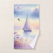 Pastel Sailboat Coastal Dreamscape バスタオルセット (ハンドタオル)