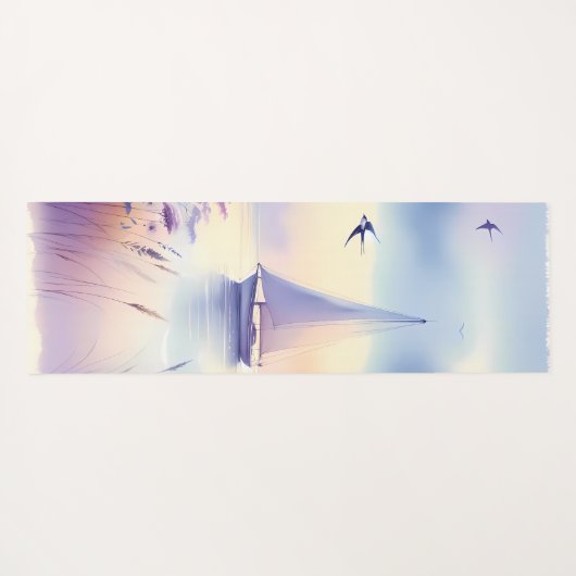 Pastel Sailboat Coastal Dreamscape ヨガマット (裏面(横))
