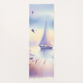 Pastel Sailboat Coastal Dreamscape ヨガマット (裏面)