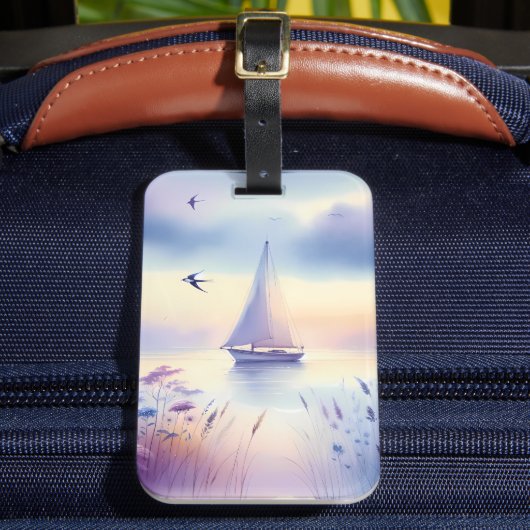 Pastel Sailboat Coastal Dreamscape ラゲッジタグ (正面インサイチュ2)