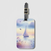 Pastel Sailboat Coastal Dreamscape ラゲッジタグ (正面縦)