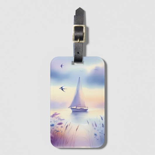 Pastel Sailboat Coastal Dreamscape ラゲッジタグ (正面縦)