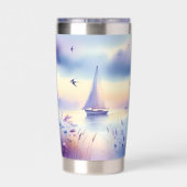 Pastel Sailboat Coastal Dreamscape 保温保冷タンブラー (背面)