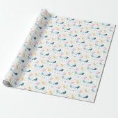 Pastel Scandi Birds Pattern Custom Name Nursery ラッピングペーパー (アンロールド)