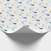 Pastel Scandi Birds Pattern Custom Name Nursery ラッピングペーパー (角)