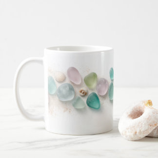 Pastel Sea Glass & Shells Minimalist Mug コーヒーマグカップ