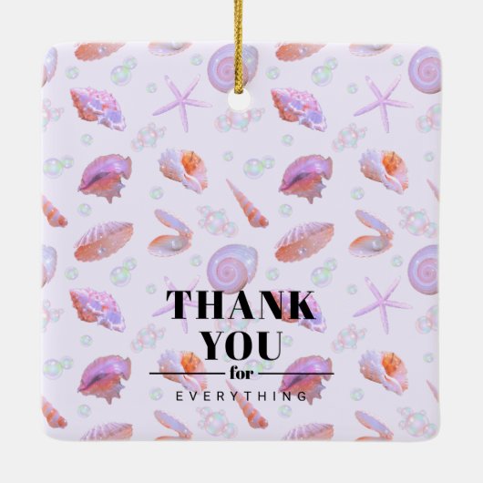 Pastel Seashell Pattern with Custom Text セラミックオーナメント (裏面)