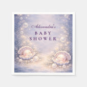 Pastel Seashell Pearl Baby Shower スタンダードカクテルナプキン (正面)