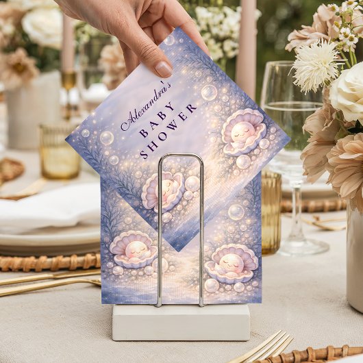 Pastel Seashell Pearl Baby Shower スタンダードカクテルナプキン