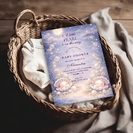 Pastel Seashell Pearl Baby Shower 招待状
