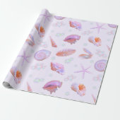 Pastel Seashell & Pearl Ocean Pattern Gift Wrap ラッピングペーパー (アンロールド)