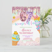  Pastel Sequin 67 Ice Cream birthday Invitation 招待状 (スタンド正面)