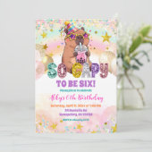 Pastel Sequin Glitter Capybara Birthday Invitation 招待状 (スタンド正面)