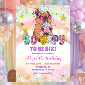 Pastel Sequin Glitter Capybara Birthday Invitation 招待状