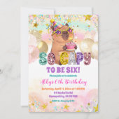 Pastel Sequin Glitter Capybara Birthday Invitation 招待状 (正面)