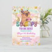 Pastel Sequin Glitter Capybara Birthday Invitation 招待状 (スタンド正面)