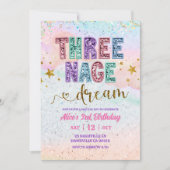 Pastel Sequin Glitter Threenage Dream Birthday 招待状 (正面)