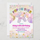 Pastel Sequins Pop On Over Dog Balloon Invitation 招待状 (正面)