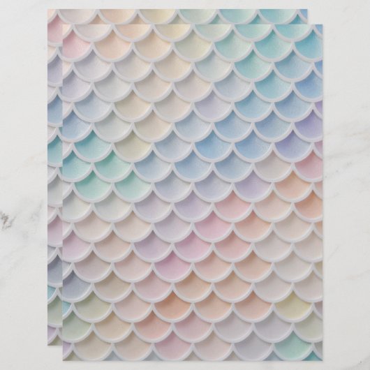 Pastel Shimmer Mermaid Scales Scrapbook Paper (正面/裏面)