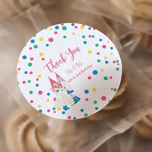 Pastel Sisters Joint Birthday Party ラウンドシール