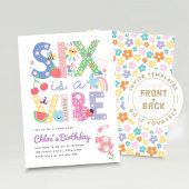 Pastel Sixth Birthday Invite Girl, Six is the Vibe 招待状