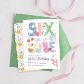 Pastel Sixth Birthday Invite Girl, Six is the Vibe 招待状