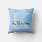 Pastel Sky Blue Azure Sparkleモガーリーノグラム名 クッション (裏面)