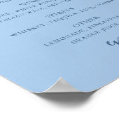 Pastel Sky Blue Modern Wedding Bar Drinks Sign ポスター (角)