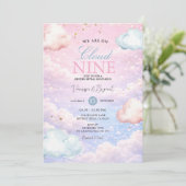 Pastel Sky Cloud Nine Gender Reveal Invitation 招待状 (スタンド正面)