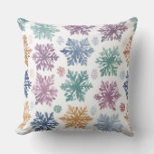 Pastel Snowflake & Floral Patchwork Throw Pillow – クッション (正面)