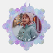 Pastel Snowflake Let It Snow Custom Photo オーナメントカード (正面)