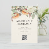 Pastel Soft Floral Eucalyptus Rose Wedding QR Code セーブザデート (スタンド正面)