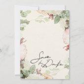 Pastel Soft Floral Eucalyptus Rose Wedding QR Code セーブザデート (裏面)