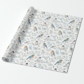 Pastel Soft Floral Robin Bird Wrapping Paper ラッピングペーパー (アンロールド)
