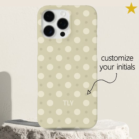 Pastel Soft Gray Dots Pattern Custom Name Initials Case-Mate iPhoneケース